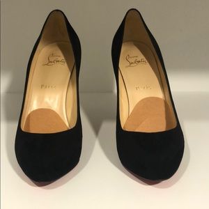 Christian Louboutin Declic 120 Black Suede Pumps